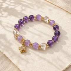 Natural Amethyst Inner Peace Healing Star Charm Bracelet featuring Amethyst