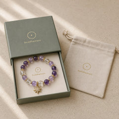 Natural Amethyst Inner Peace Healing Star Charm Bracelet featuring Amethyst