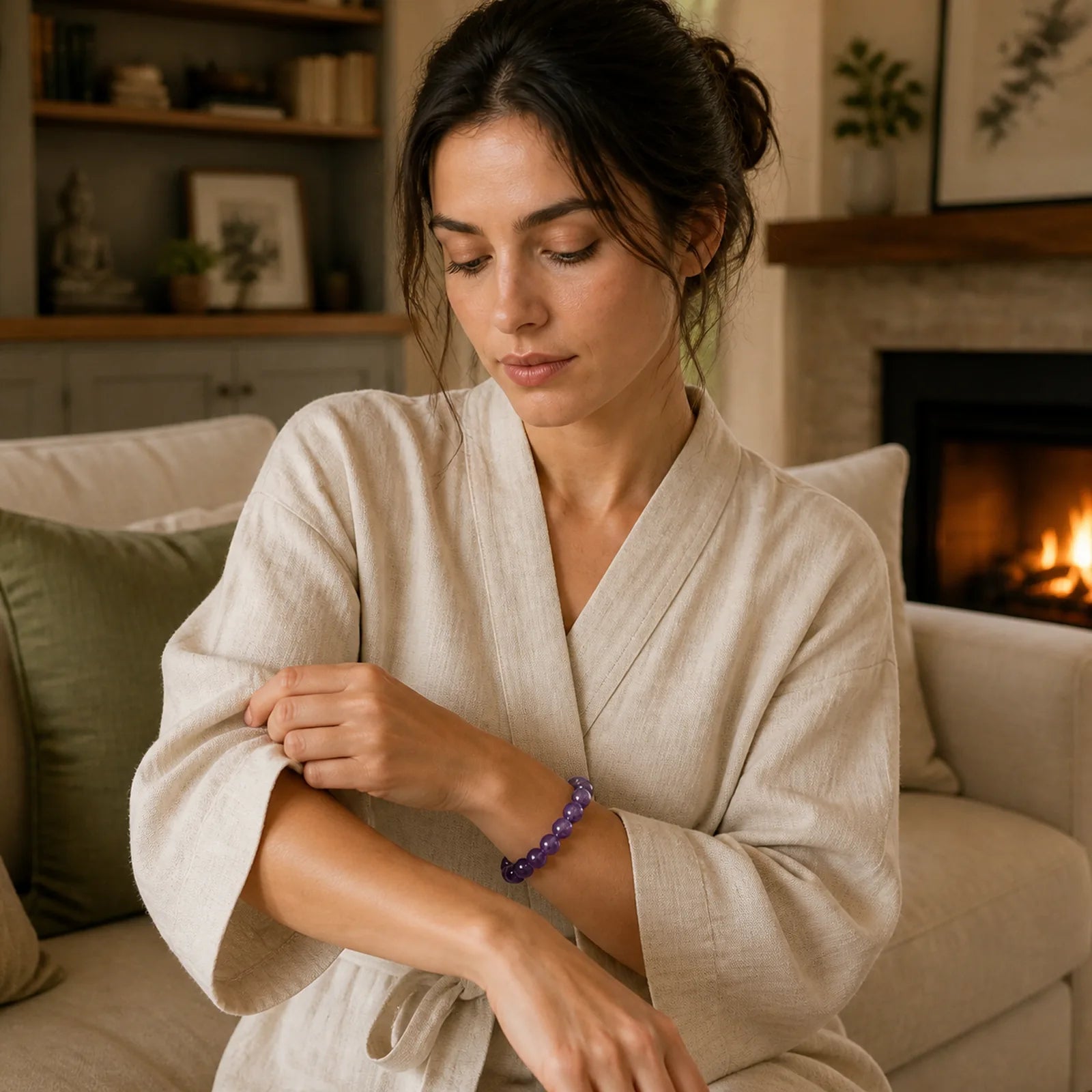 Natural Amethyst Inner Peace Meditation Bracelet featuring Amethyst
