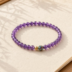 Natural Amethyst Lotus Spiritual Awareness Bracelet featuring Amethyst, Lotus, Lotus Symbol
