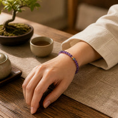 Natural Amethyst Lotus Spiritual Awareness Bracelet featuring Amethyst, Lotus, Lotus Symbol