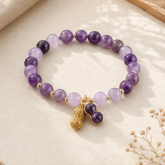 Natural Amethyst Peanut Good Things Happen Healing Bracelet featuring Amethyst