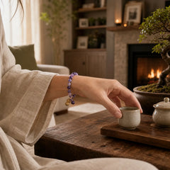 Natural Amethyst Peanut Good Things Happen Healing Bracelet featuring Amethyst