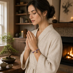 Natural Amethyst Peanut Good Things Happen Healing Bracelet featuring Amethyst