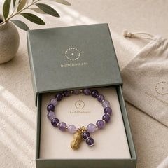 Natural Amethyst Peanut Good Things Happen Healing Bracelet featuring Amethyst