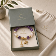 Natural Amethyst Pearl Crystal Spiritual Healing Butterfly Charm Bracelet featuring Amethyst, Pearl, Butterfly