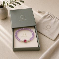 Natural Amethyst Pearl Red Zircon Balance Bracelet featuring Amethyst, Pearl