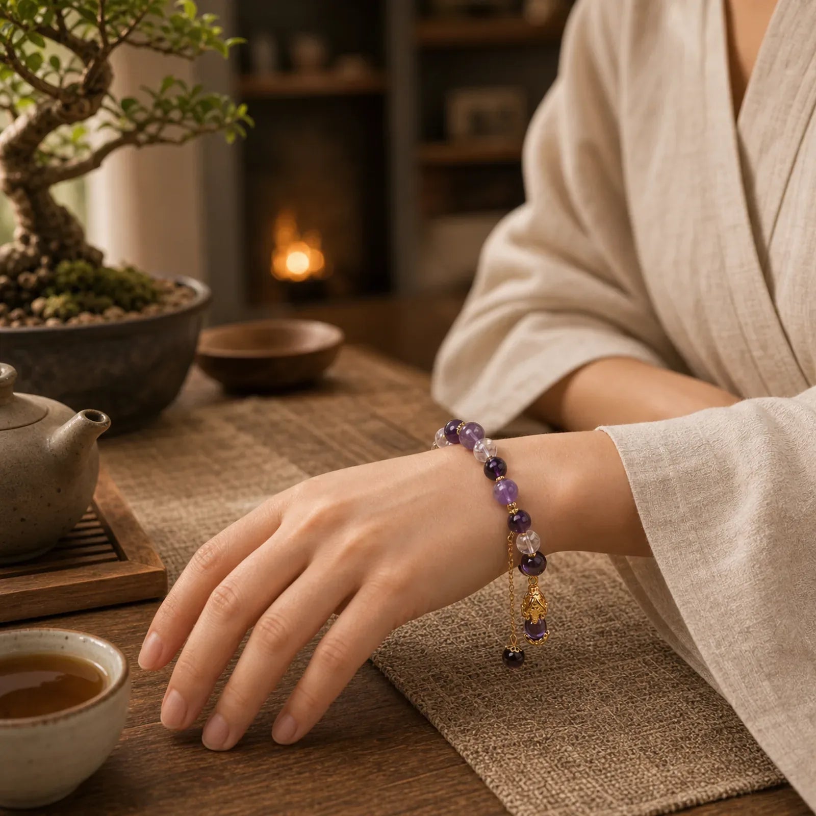 Natural Amethyst PiXiu Healing Bracelet featuring Amethyst, Pixiu, Copper