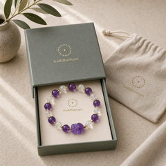 Natural Amethyst Pixiu Crystal Balance Bracelet featuring Amethyst, Pixiu, Copper