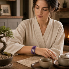 Natural Amethyst Purification Mala Bracelet featuring Amethyst