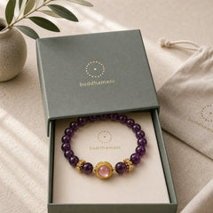 Natural Amethyst Strawberry Quartz Beads Healing Bracelet featuring Amethyst, Strawberry Quartz, Pearl