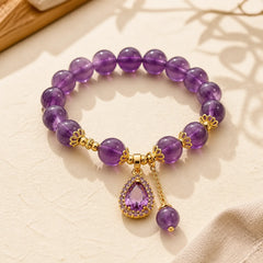 Natural Amethyst Water Drop Balance Bracelet featuring Amethyst