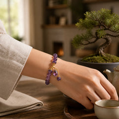 Natural Amethyst Water Drop Balance Bracelet featuring Amethyst