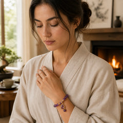Natural Amethyst Water Drop Balance Bracelet featuring Amethyst