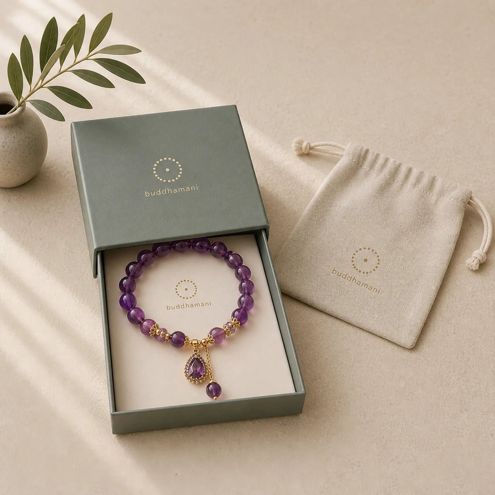 Natural Amethyst Water Drop Balance Bracelet featuring Amethyst