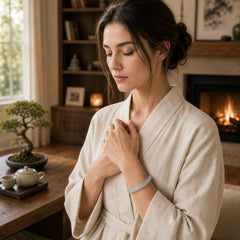Natural Aquamarine Blessing Bangle Bracelet (Extra 30% Off | USE CODE: FS30) featuring Aquamarine, Jade
