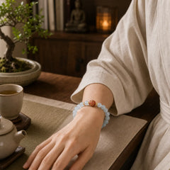 Natural Aquamarine Flower Bead Healing Bracelet featuring Aquamarine