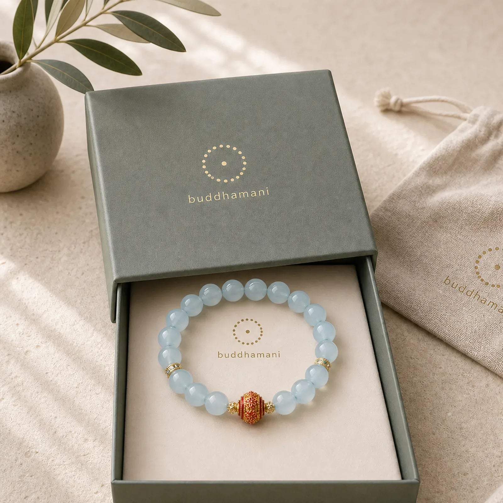 Natural Aquamarine Flower Bead Healing Bracelet featuring Aquamarine