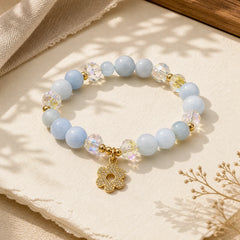 Natural Aquamarine Flower Healing Crystal Bracelet featuring Aquamarine