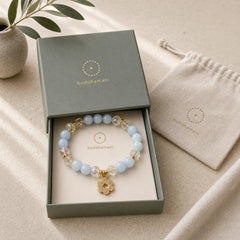 Natural Aquamarine Flower Healing Crystal Bracelet featuring Aquamarine