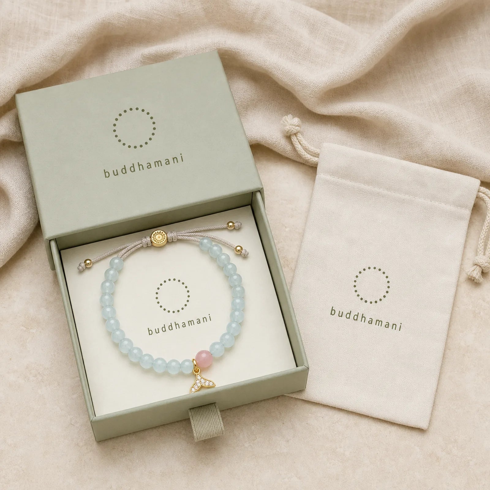 Natural Aquamarine Gold-Plated Copper Fish Tail Serenity Bracelet featuring Aquamarine, Copper