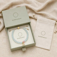 Natural Aquamarine Gold-Plated Copper Fish Tail Serenity Bracelet featuring Aquamarine, Copper