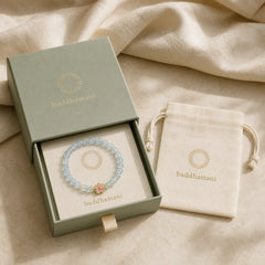 Natural Aquamarine Gold-Plated Copper Flower Healing Bracelet featuring Aquamarine, Copper