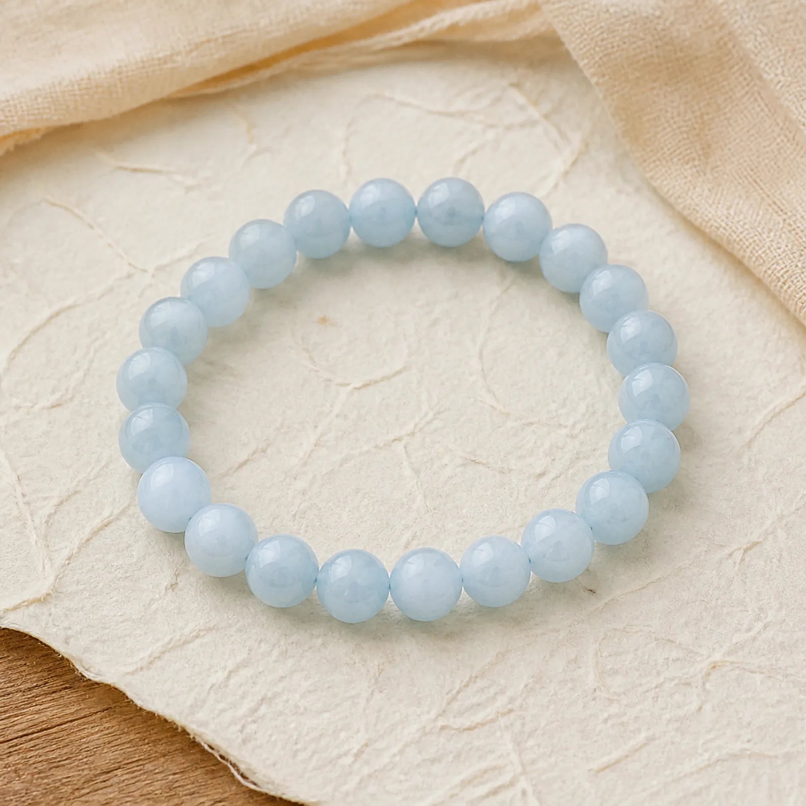 Natural Aquamarine Healing Bead Bracelet featuring Aquamarine