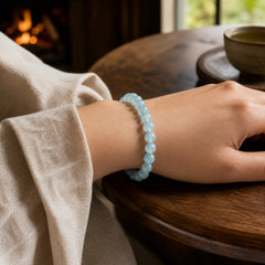 Natural Aquamarine Healing Bead Bracelet featuring Aquamarine