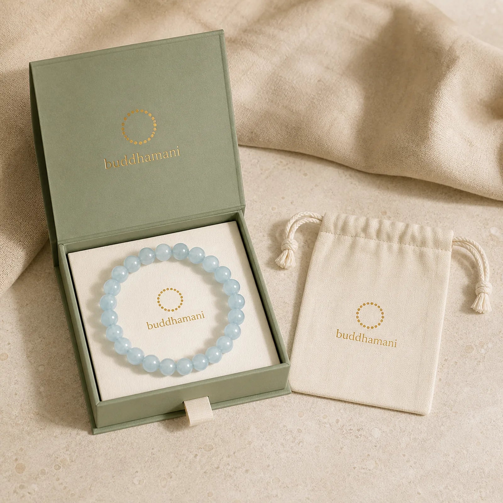 Natural Aquamarine Healing Bead Bracelet featuring Aquamarine