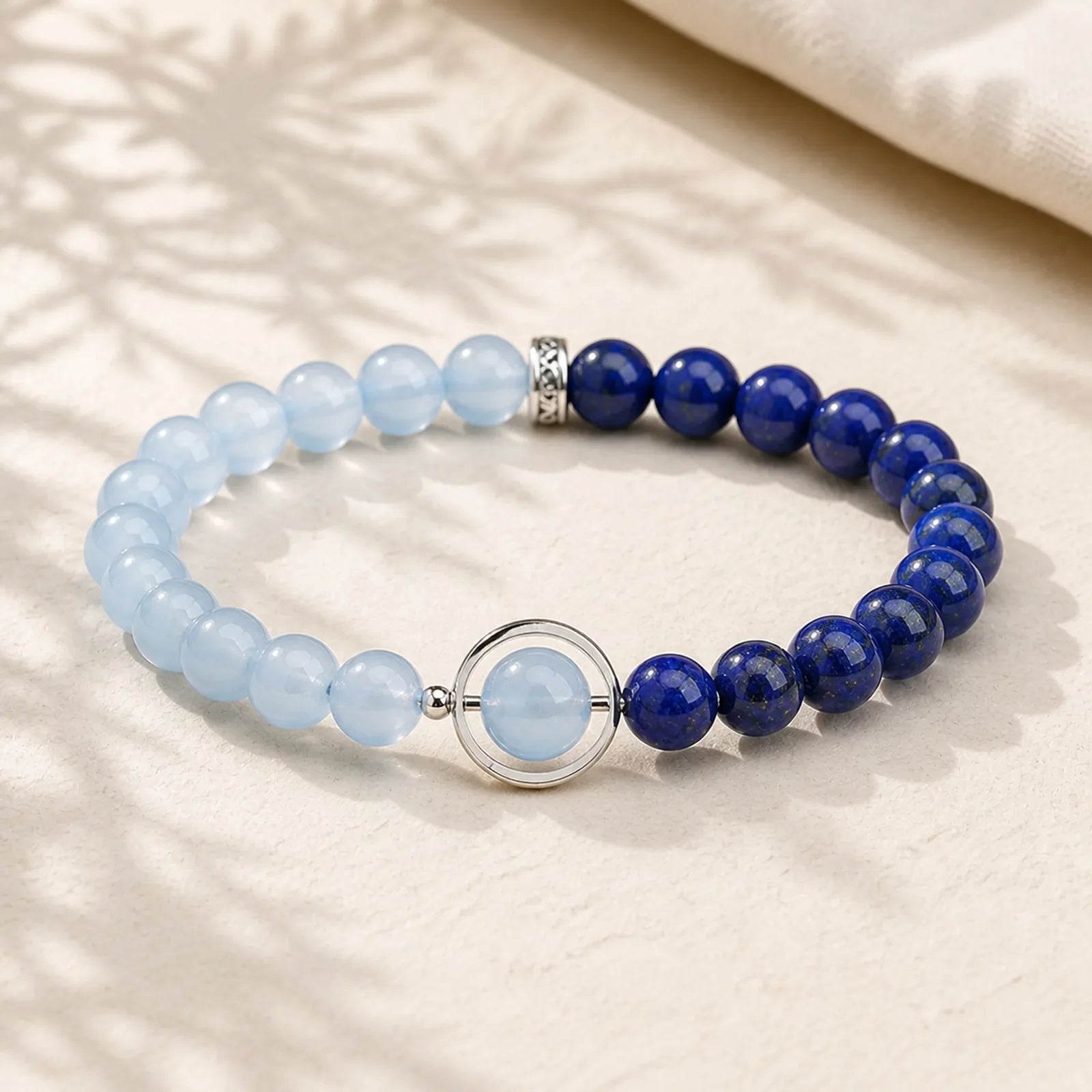 Natural Aquamarine Lapis Lazuli Healing Bracelet featuring Aquamarine, Lapis Lazuli (Lazurite)