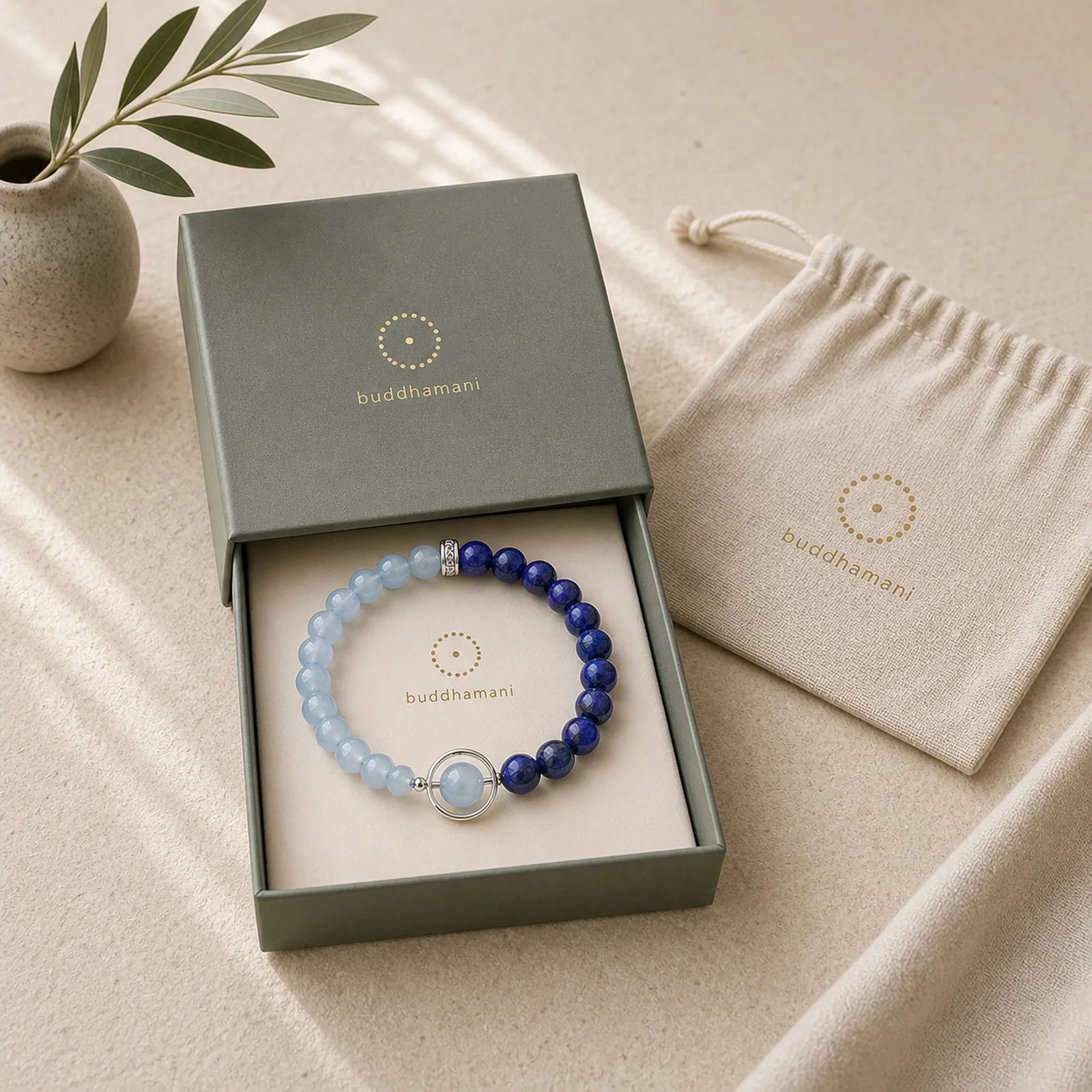 Natural Aquamarine Lapis Lazuli Healing Bracelet featuring Aquamarine, Lapis Lazuli (Lazurite)