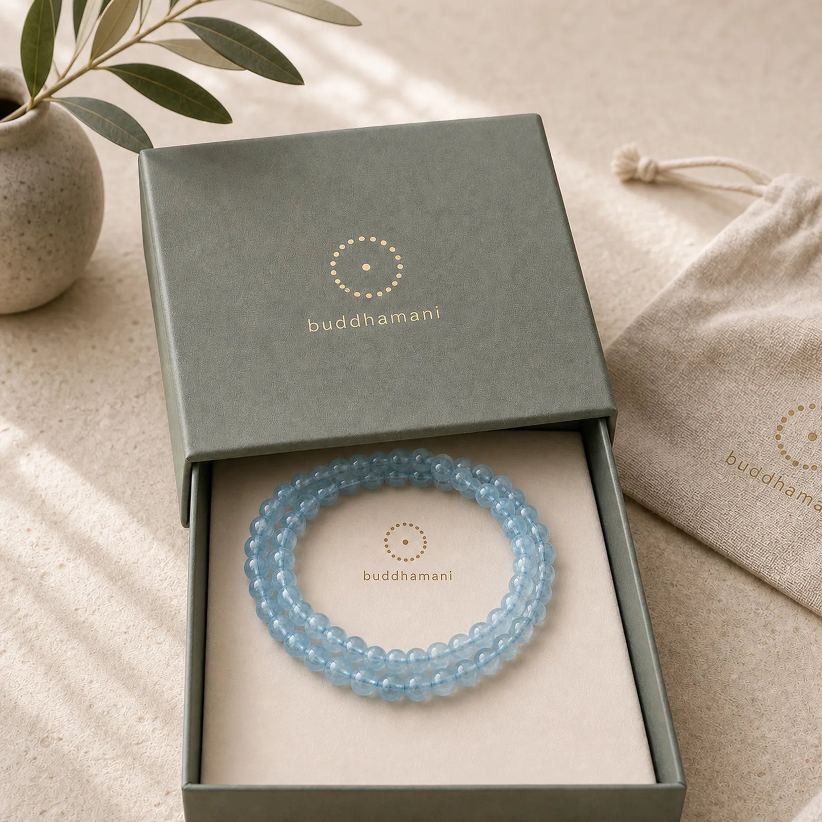 Natural Aquamarine Peace Healing Bracelet featuring Aquamarine