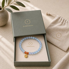 Natural Aquamarine Red Agate Healing Charm Bracelet featuring Aquamarine, Red Agate