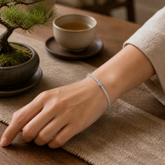 Natural Aquamarine Ultra-Fine 2mm Faceted Bead Peace Bracelet featuring Aquamarine