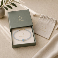 Natural Aquamarine Ultra-Fine 2mm Faceted Bead Peace Bracelet featuring Aquamarine
