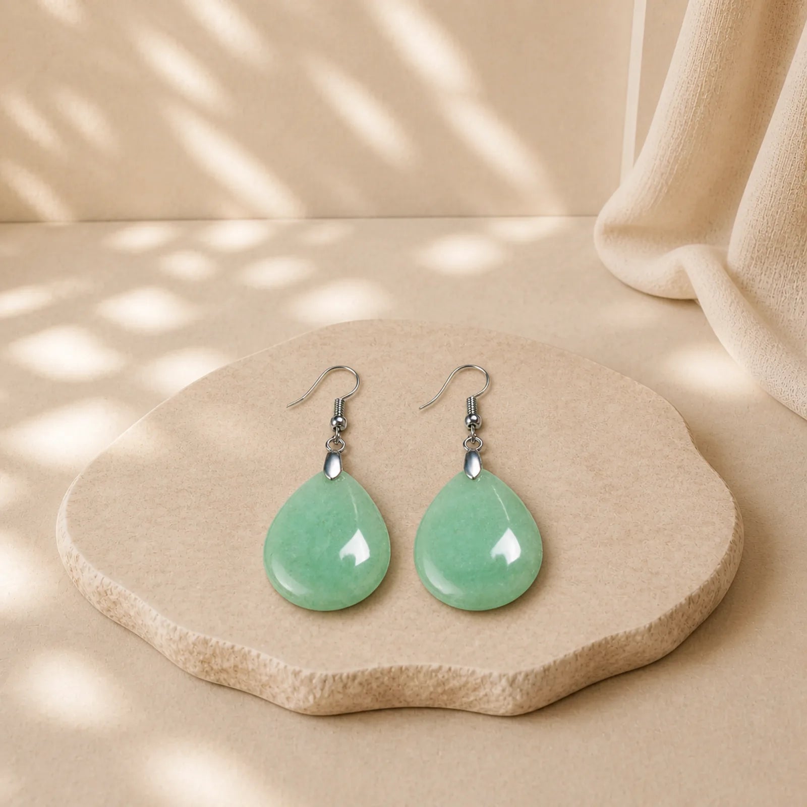 Natural Aventurine Dangle Healing Drop Earrings featuring Green Aventurine, Pink Crystal, Tiger Eye
