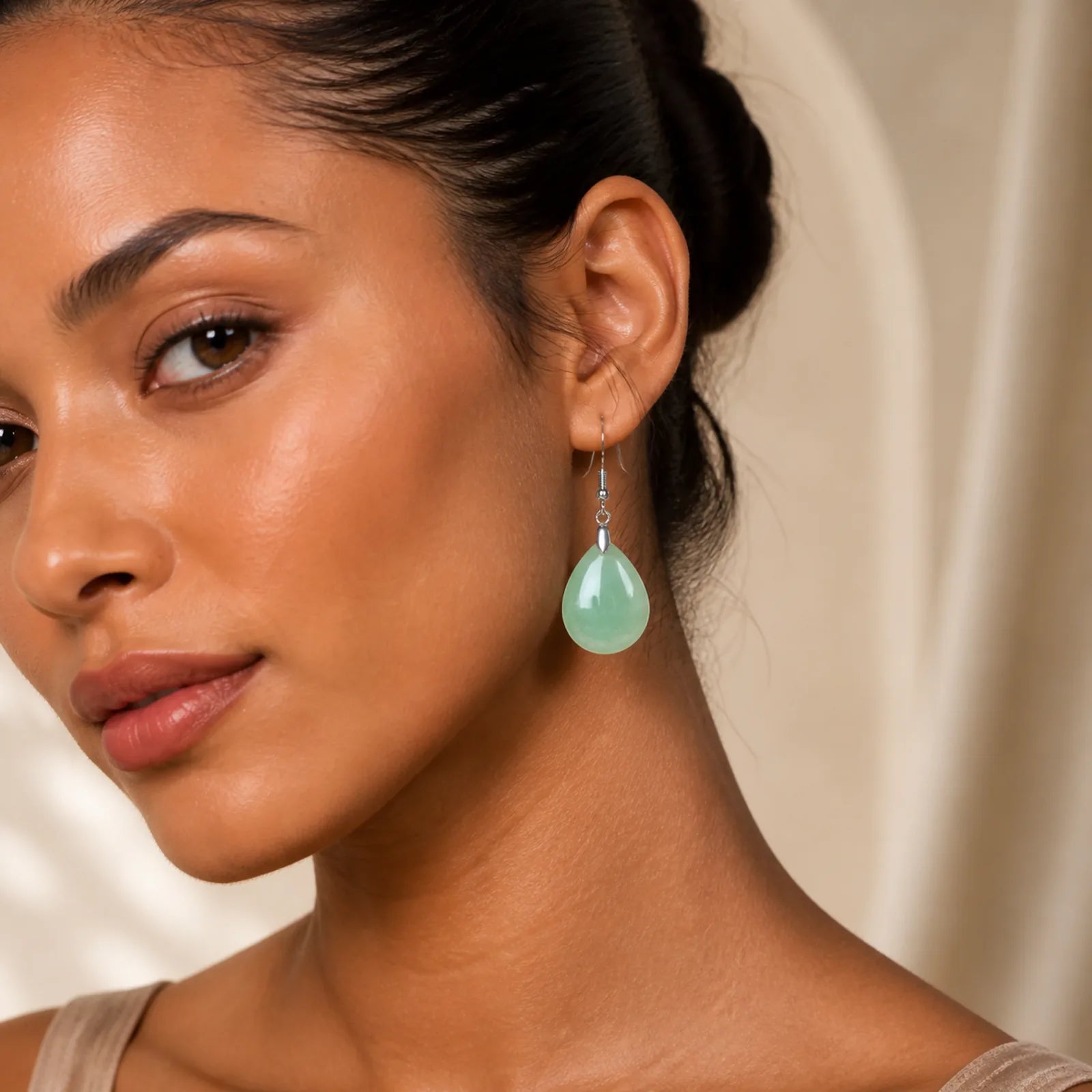Natural Aventurine Dangle Healing Drop Earrings featuring Green Aventurine, Pink Crystal, Tiger Eye