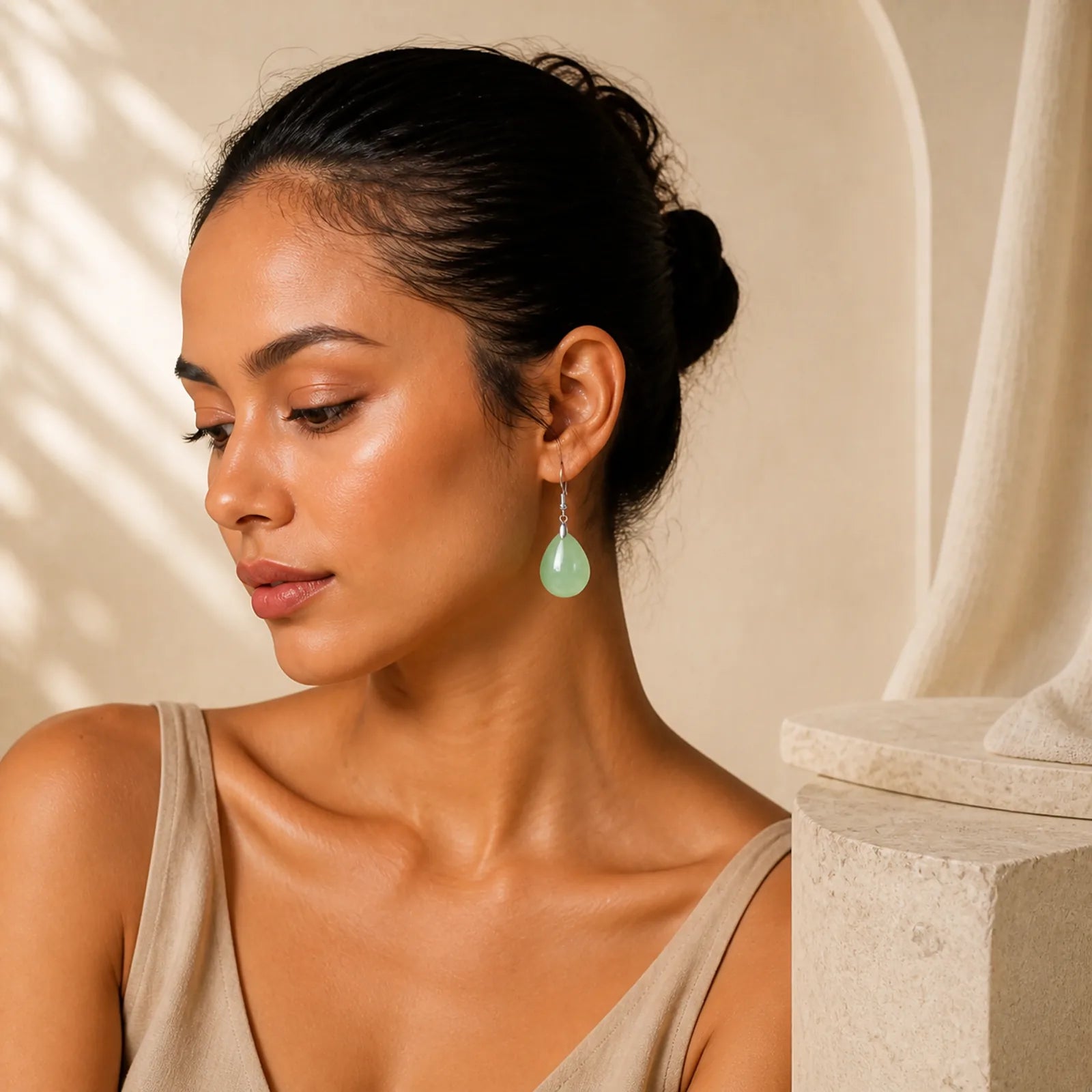 Natural Aventurine Dangle Healing Drop Earrings featuring Green Aventurine, Pink Crystal, Tiger Eye