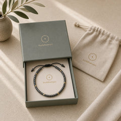 Natural Black Glitter Stone Courage Spacer Bead Bracelet featuring Black Glitter Stone