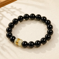 Natural Black Onyx Jade Support Bracelet featuring Black Onyx, Jade, Copper