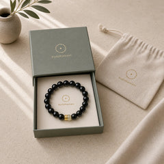Natural Black Onyx Jade Support Bracelet featuring Black Onyx, Jade, Copper