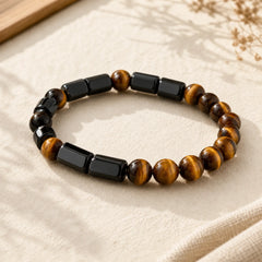 Natural Black Tourmaline Tiger Eye Positive Bracelet featuring Tourmaline, Tiger Eye