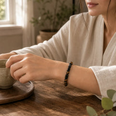 Natural Black Tourmaline Tiger Eye Positive Bracelet featuring Tourmaline, Tiger Eye