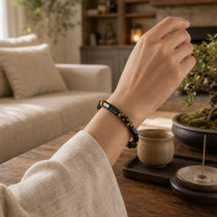 Natural Black Tourmaline Tiger Eye Positive Bracelet featuring Tourmaline, Tiger Eye