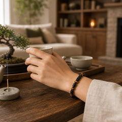 Natural Black Tourmaline Tiger Eye Positive Bracelet featuring Tourmaline, Tiger Eye