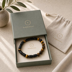 Natural Black Tourmaline Tiger Eye Positive Bracelet featuring Tourmaline, Tiger Eye