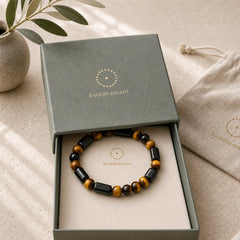 Natural Black Tourmaline Tiger Eye Positive Bracelet featuring Tourmaline, Tiger Eye