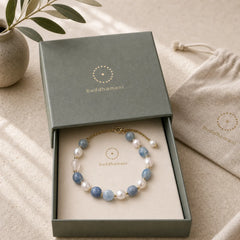 Natural Blue Aventurine Crystal Pearl Bead Healing Bracelet (Extra 35% Off | USE CODE: FS35) featuring Blue Aventurine, Pearl, Amethyst