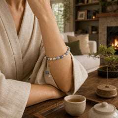 Natural Blue Aventurine Crystal Pearl Bead Healing Bracelet (Extra 35% Off | USE CODE: FS35) featuring Blue Aventurine, Pearl, Amethyst